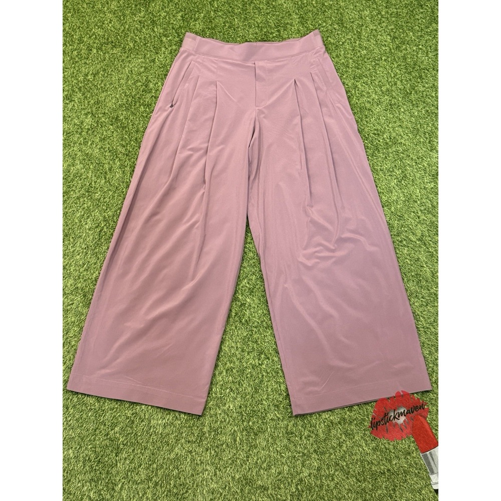 Athleta Pants Women Size 12 Mauve Pink Wide Leg Stretch Athleisure Yoga Exercise